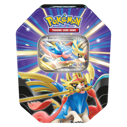 PKM Tin-Box – Schlagkräftige Legenden: Zacian-ex (122) DE - Racoon Cave